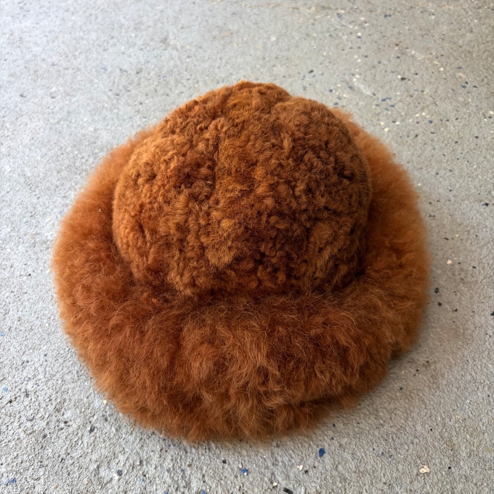 Peruvian Link 100% Alpaca Fur Hat Brown Fluffy Pillbox Made in Peru Winter Glam